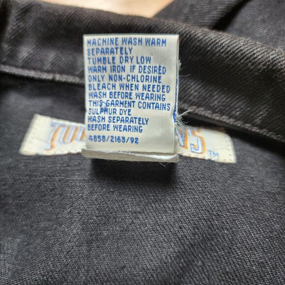 Vtg Todays News Denim Jean Jacket Mens Size Small Black Button Up Ghost Dance - Picture 12 of 13